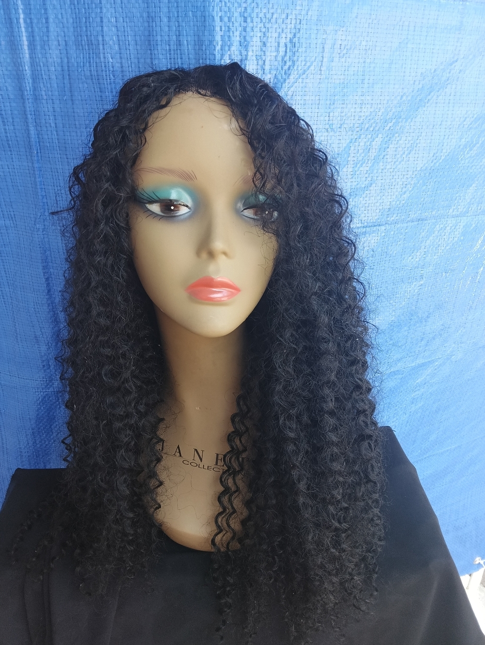 24"Kinky Curly Silk Protein Lace Middle Part Glueless Human Blend Hair Wig